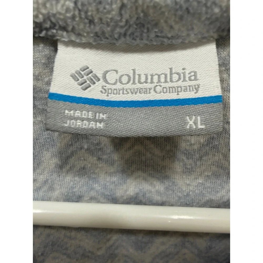 Columbia Womens XL Fleece Pullover Quarter Zip Blue Geometric‎ Diamond Print